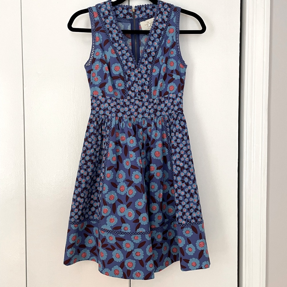 Kate Spade retail pieced floral and embroidered cotton dress